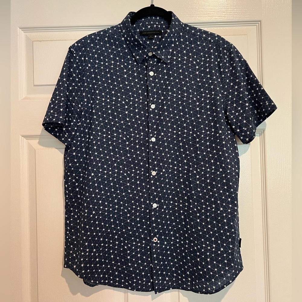 John Varvatos Dark Blue Geometric Star Shirt